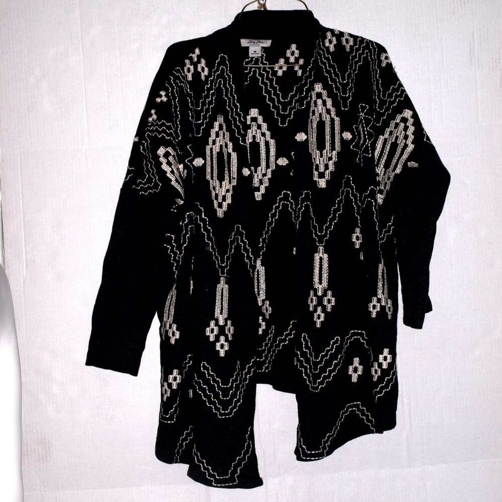 Lucky Bliss Gray & White Women Cardigan Size M